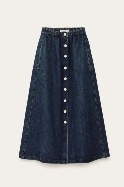 COWIE falda midi de mezclilla