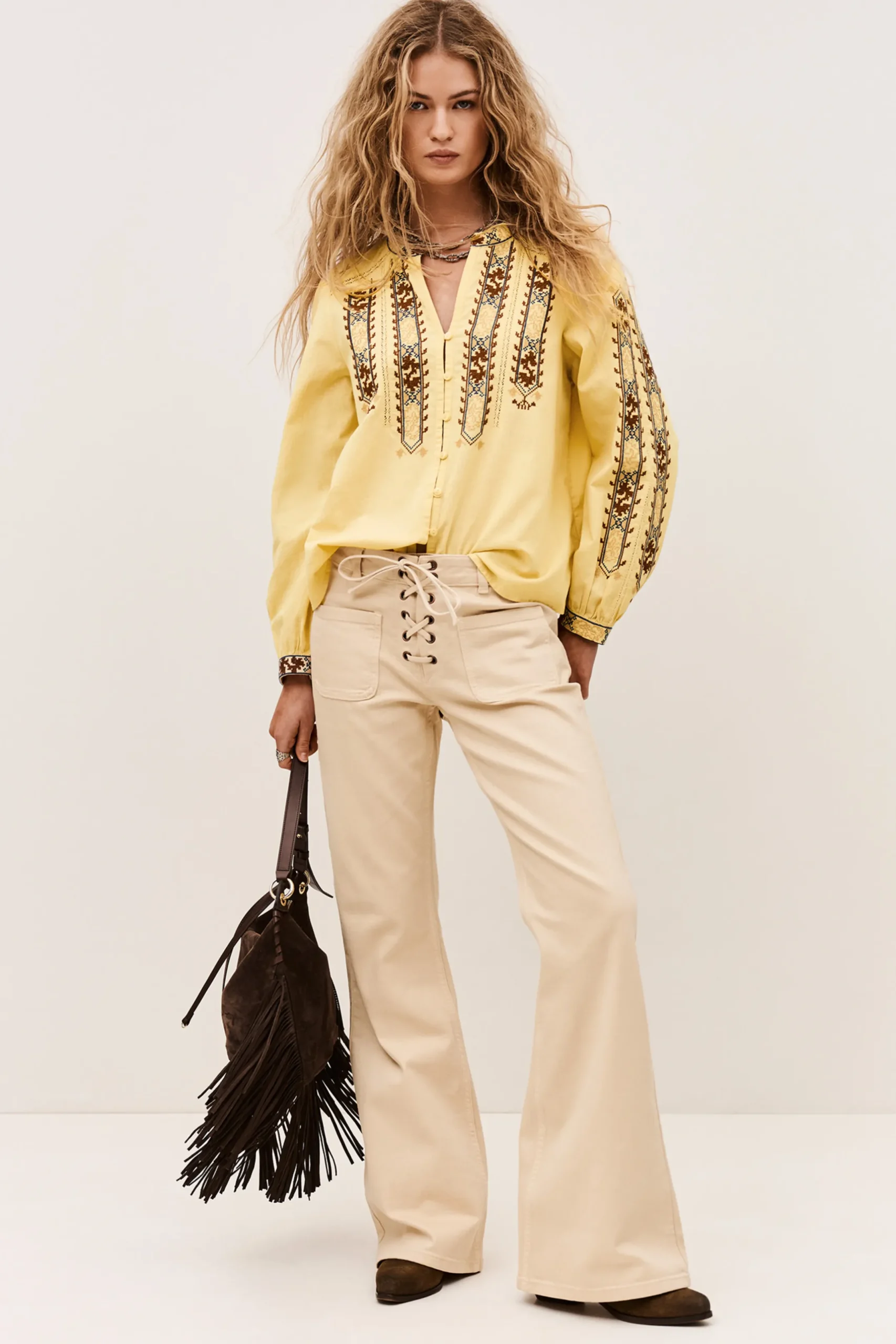 FAUSTINA blusa bordada con mangas