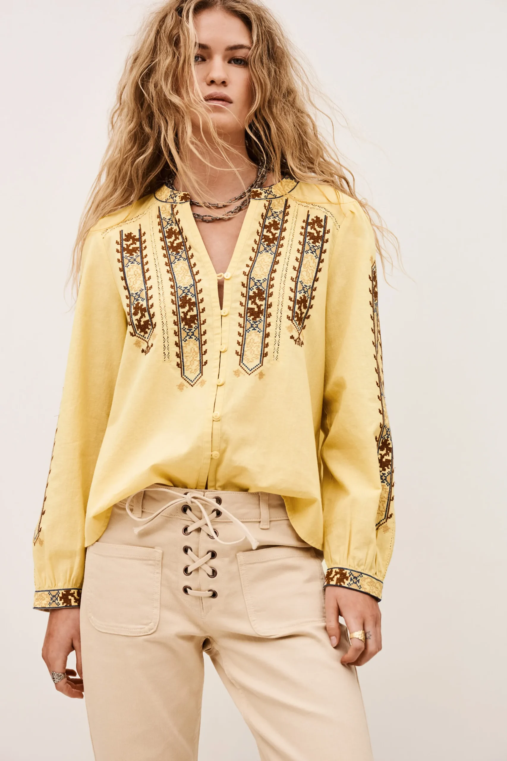FAUSTINA blusa bordada con mangas