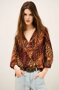 ODETTA blusa estampada con mangas