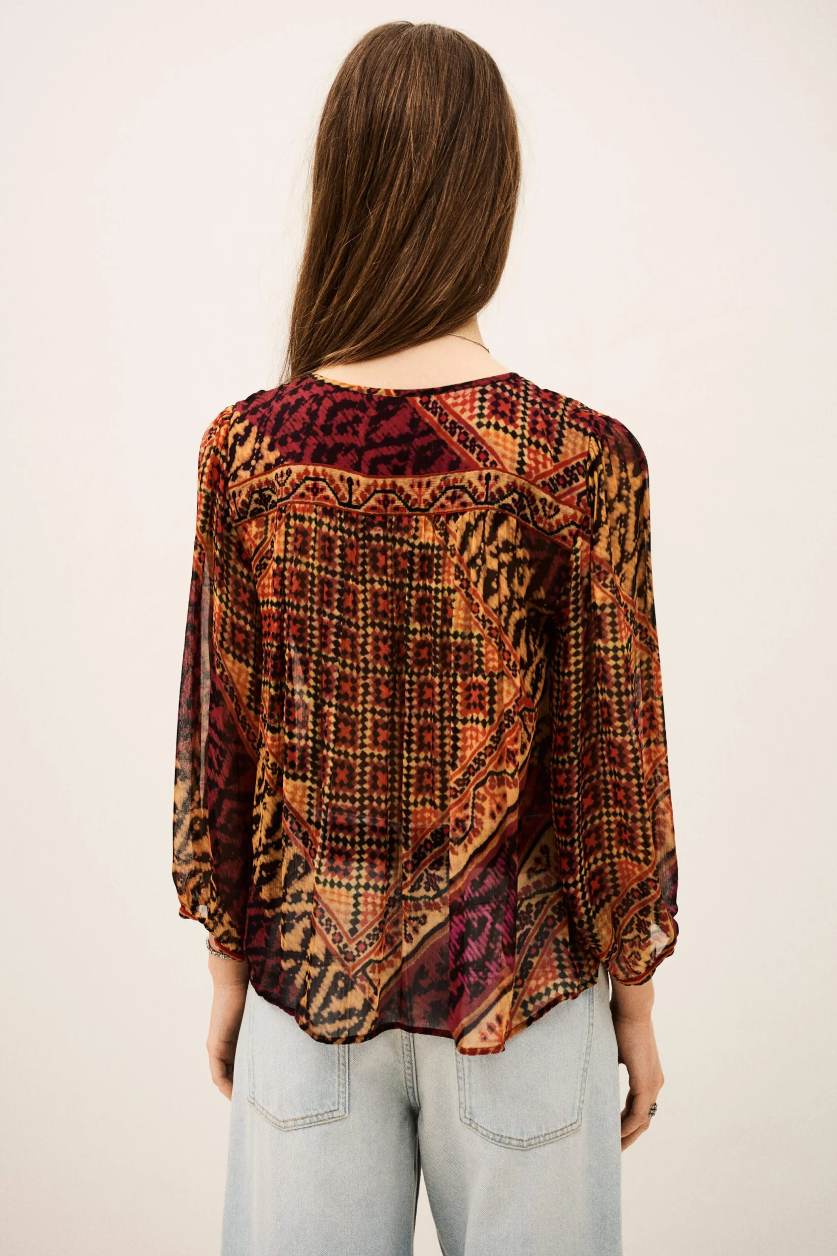 ODETTA blusa estampada con mangas