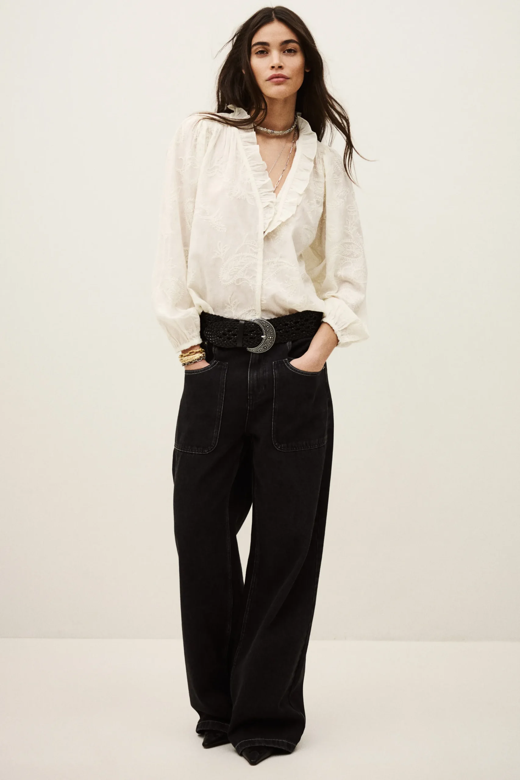 PETTY blusa jacquard ancha