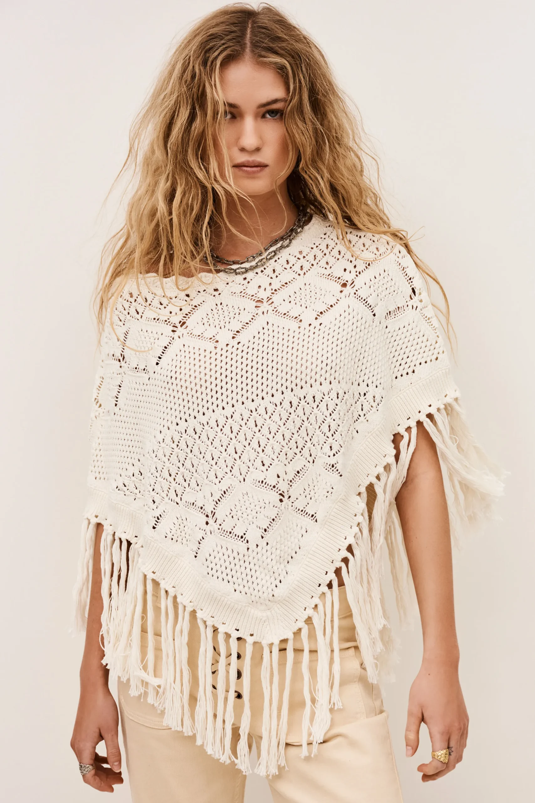SANDY poncho de punto de algodón