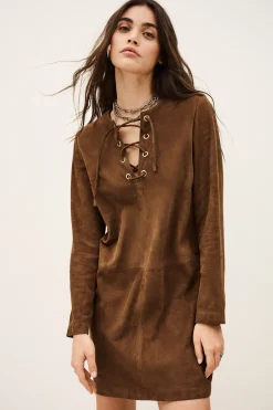 SEDA vestido corto de ante