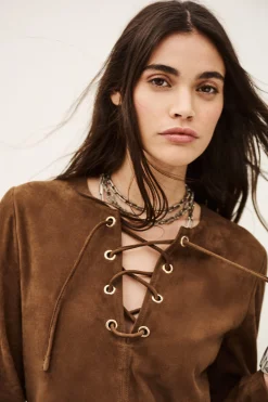 SEDA vestido corto de ante