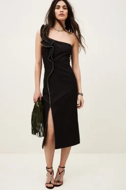 SILLA vestido one shoulder con volante