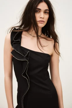 SILLA vestido one shoulder con volante