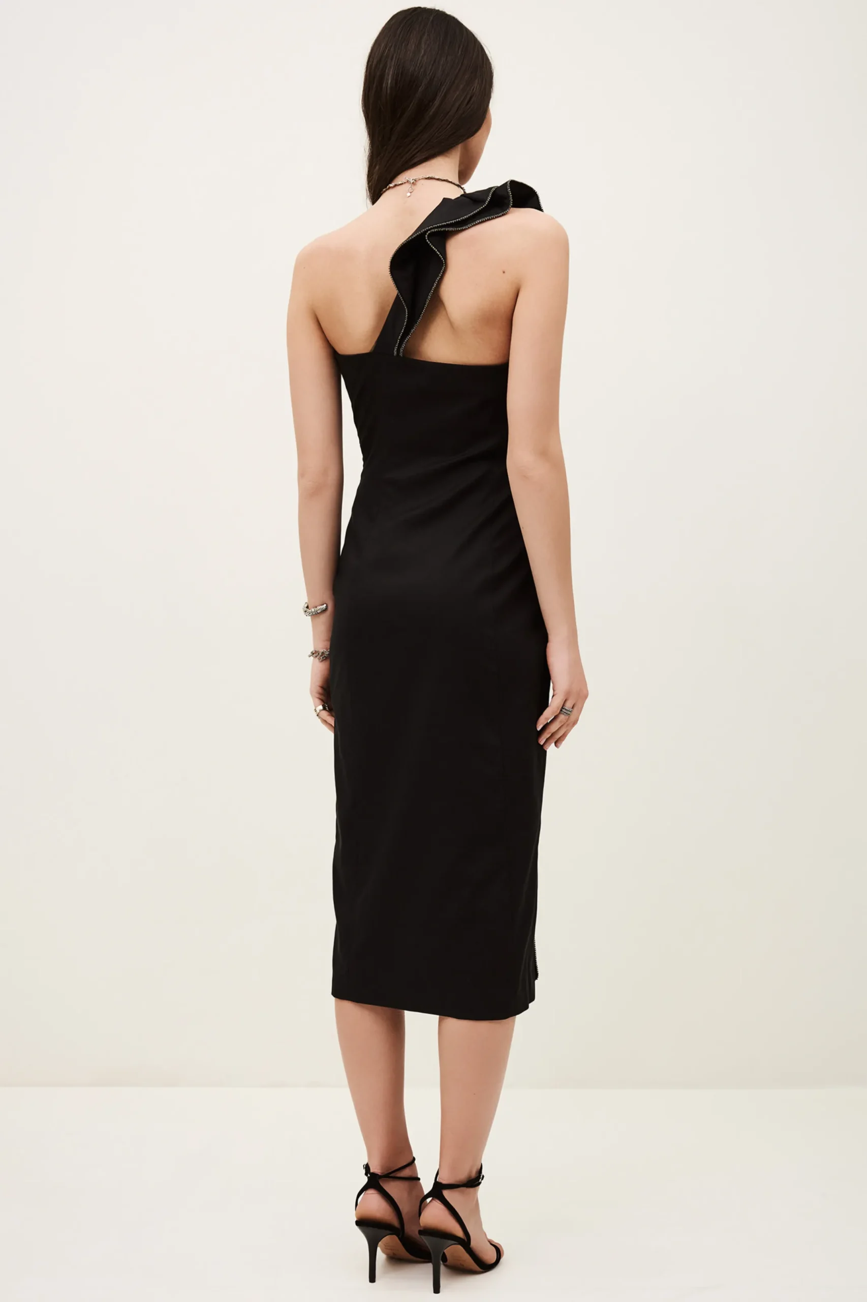 SILLA vestido one shoulder con volante