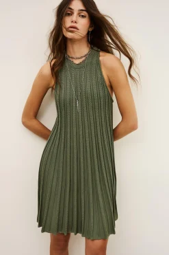 SINNTA vestido punto sin mangas plisado