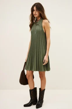 SINNTA vestido punto sin mangas plisado
