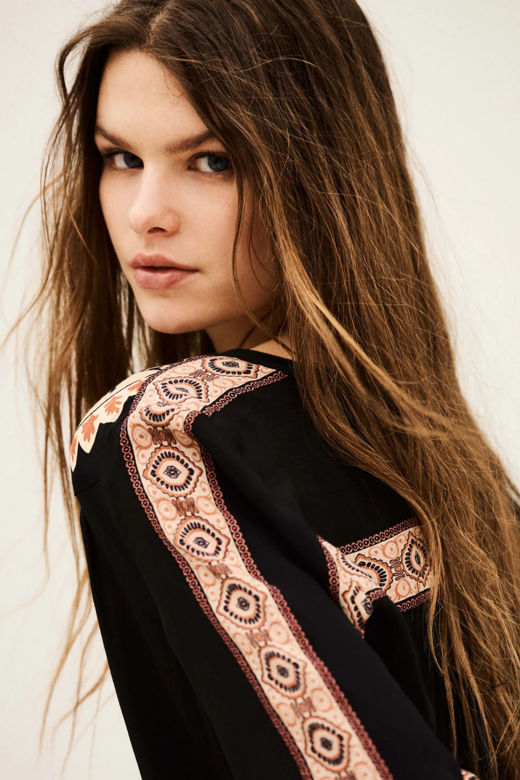 VALDA camisa suelta estampada